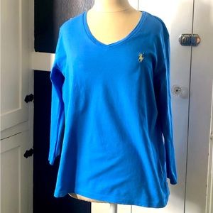 Ralph Lauren T-Shirt Womens Large Blue Long Sleeve Pullover
